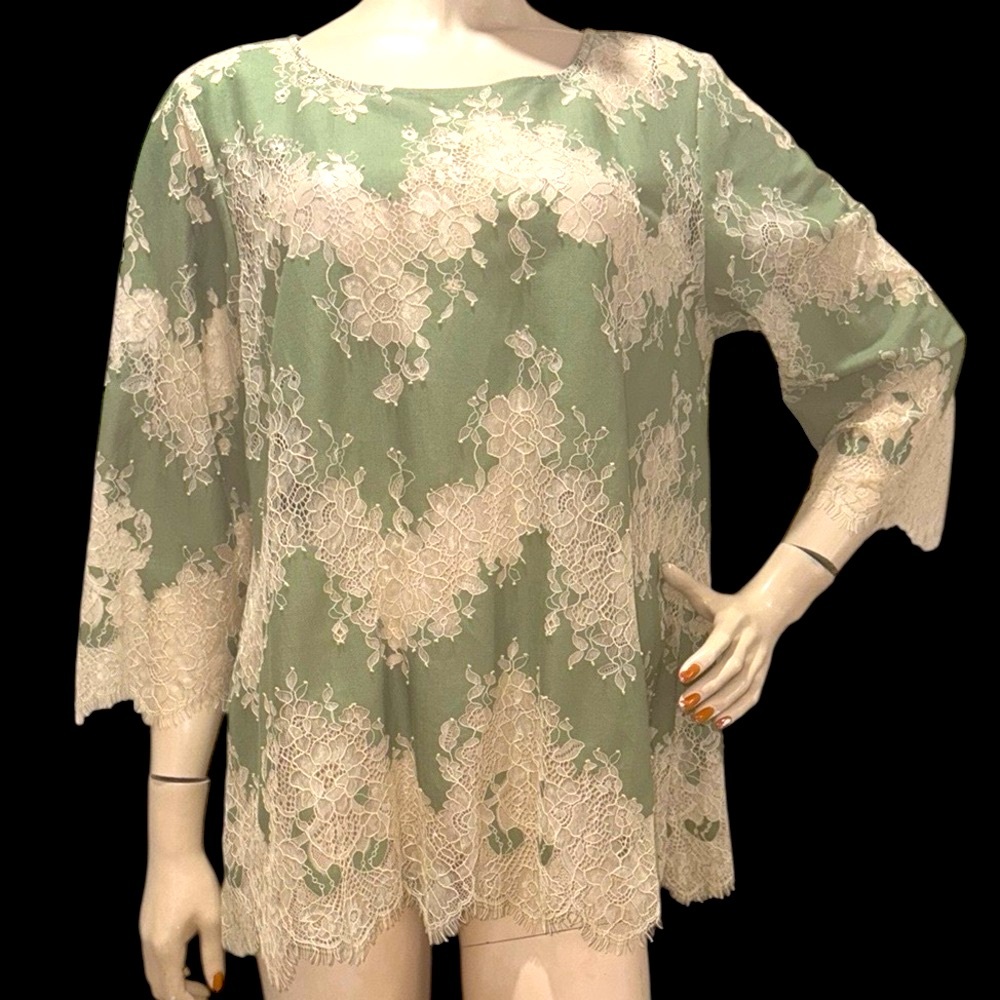 Linea by Louis Dell’ Olio Green Lace Top